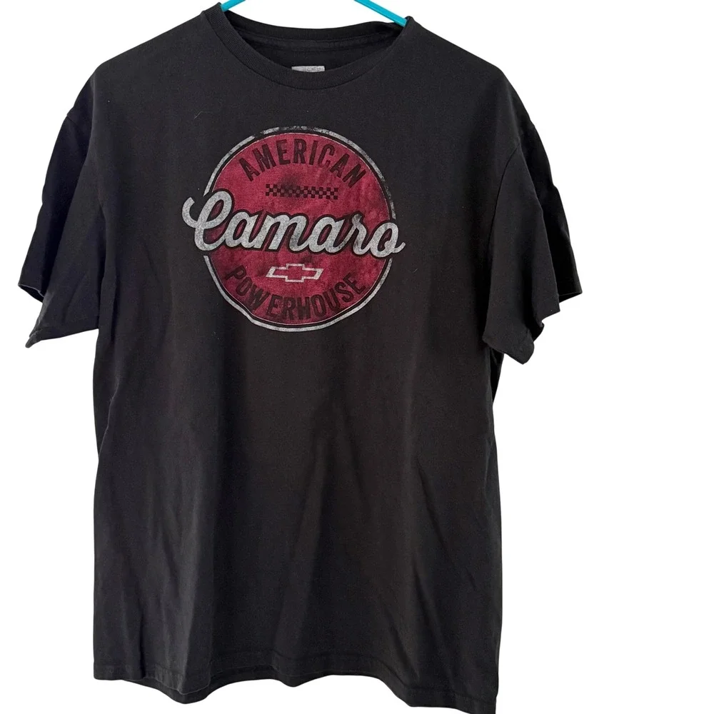 GM Chevrolet Camaro Graphic Tee Shirt Men L Large Black American Powerhouse Tee‎